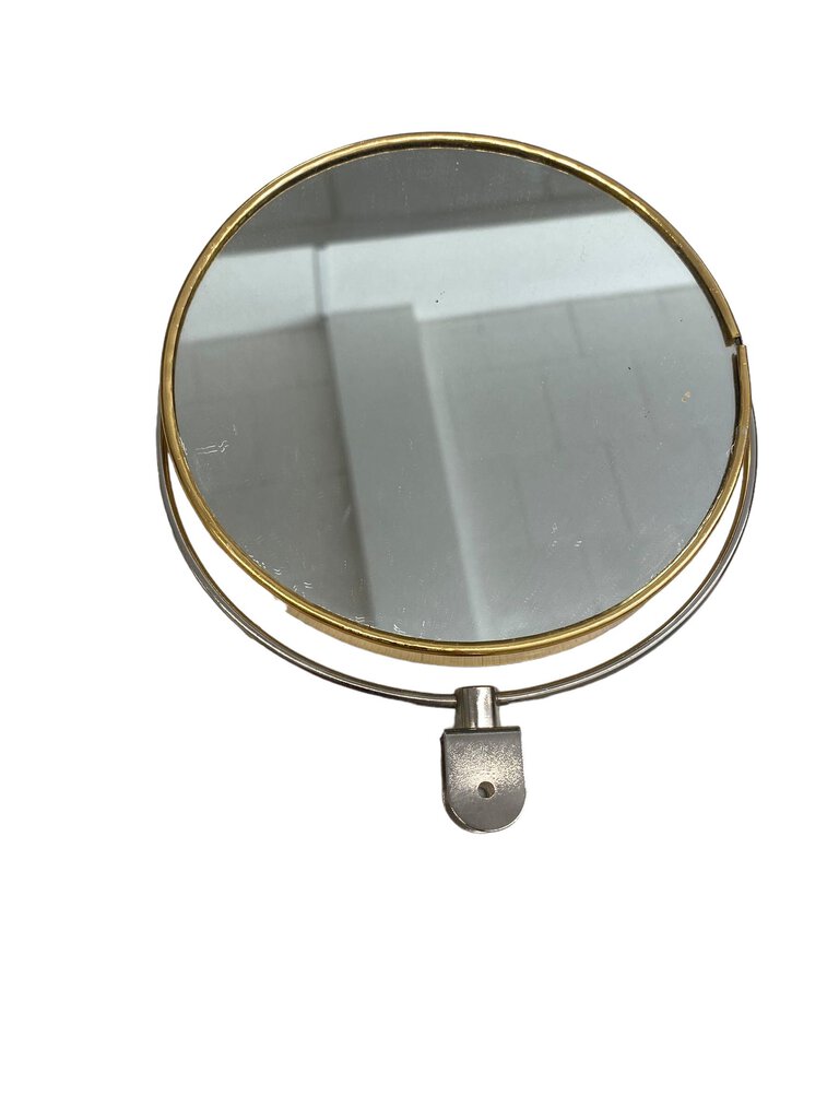 Vintage Round Mirror Extending Wall Mount Gold Silver Tone in Box