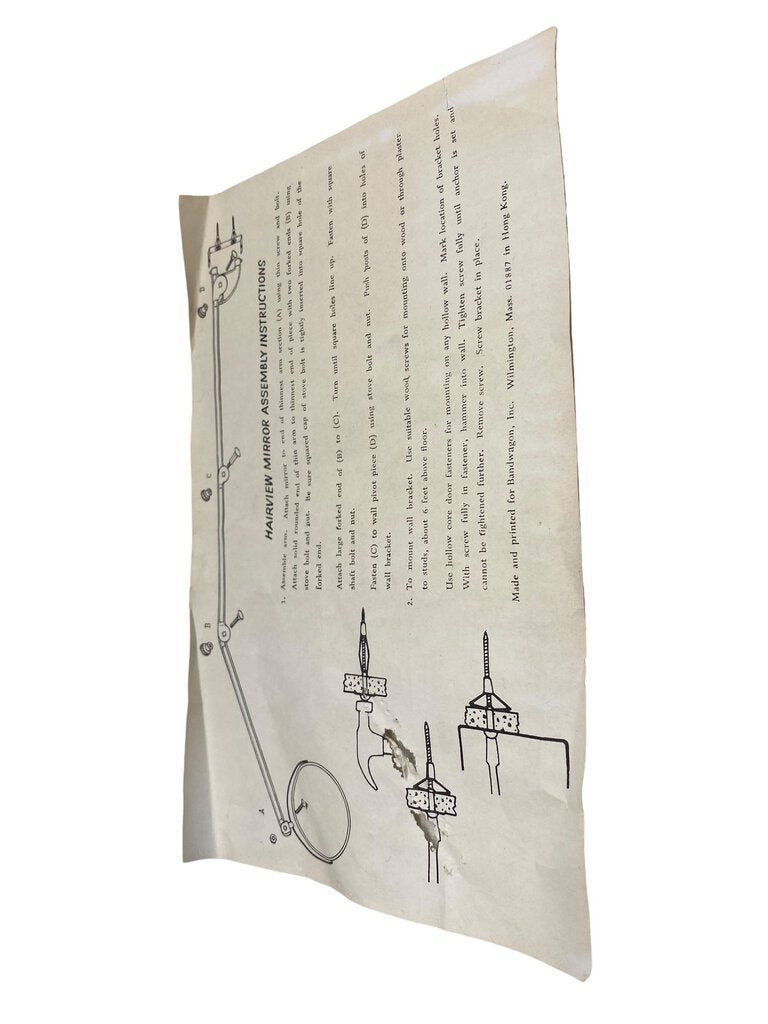 Vintage Round Mirror Extending Wall Mount Gold Silver Tone in Box