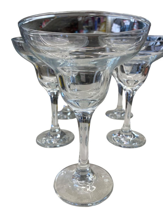 Margarita Glasses Set 5 - 6 oz Clear Stemmed Glass
