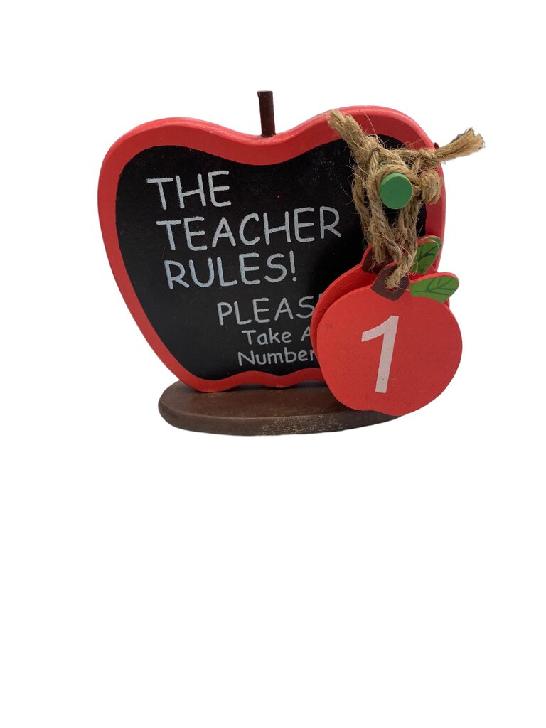 The Teachers Rules Please Take A Number Decor Wooden Apple Cut Out