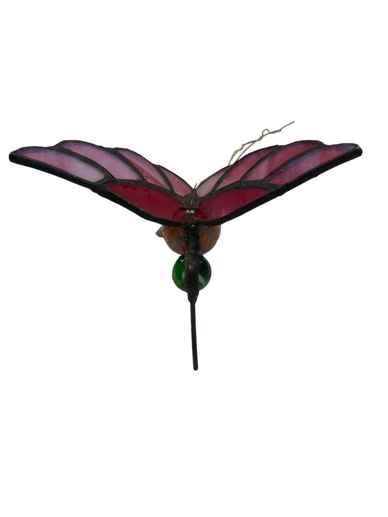 Stained Glass Hummingbird Marble Eye Pink Red