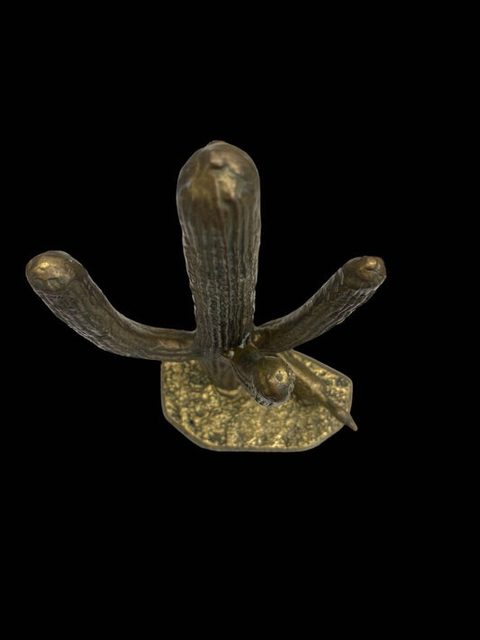 Vintage Brass Saguaro Catus and Roadrunner Statue 10"Tall