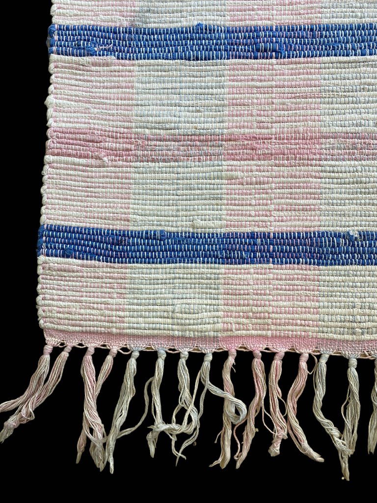 Woven Throw Rug Pink Blue White 43"x26"