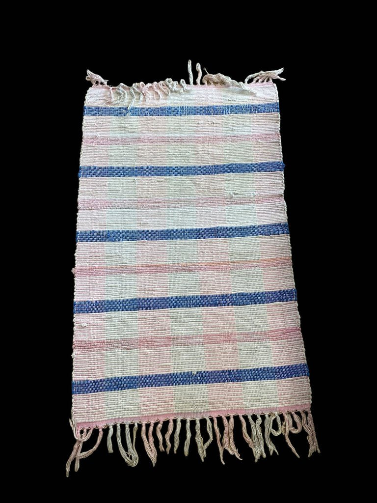 Woven Throw Rug Pink Blue White 43"x26"
