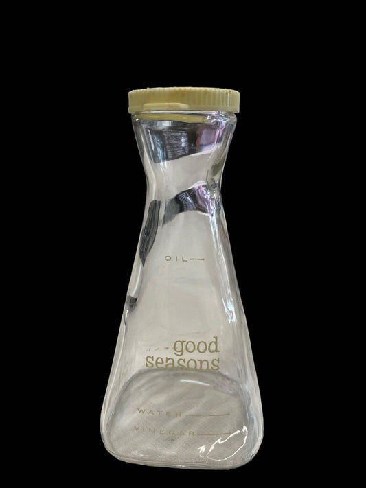 Vintage Good Seasons Oil Water Vinegar Glass Bottle with Lid