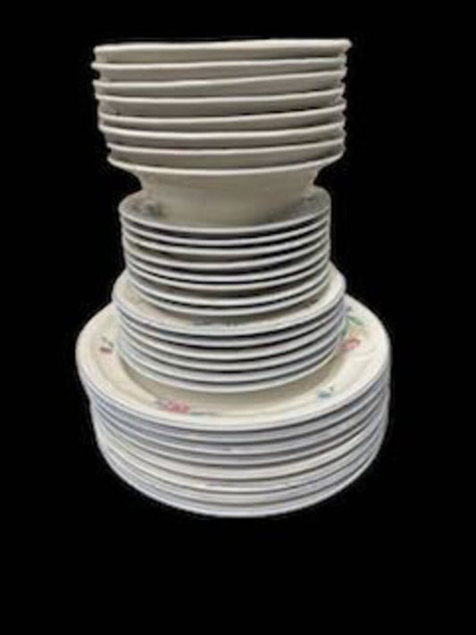 Tienshan Stoneware Floral Set Of 36 Dishes Dinner Pink White