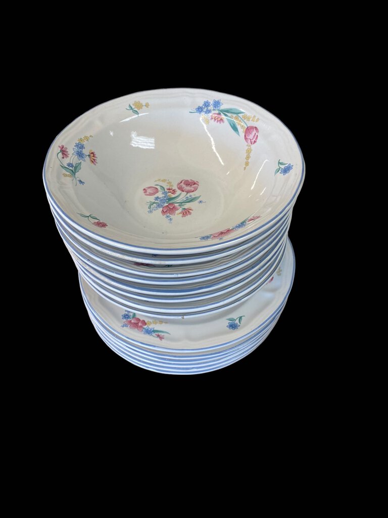 Tienshan Stoneware Floral Set Of 36 Dishes Dinner Pink White