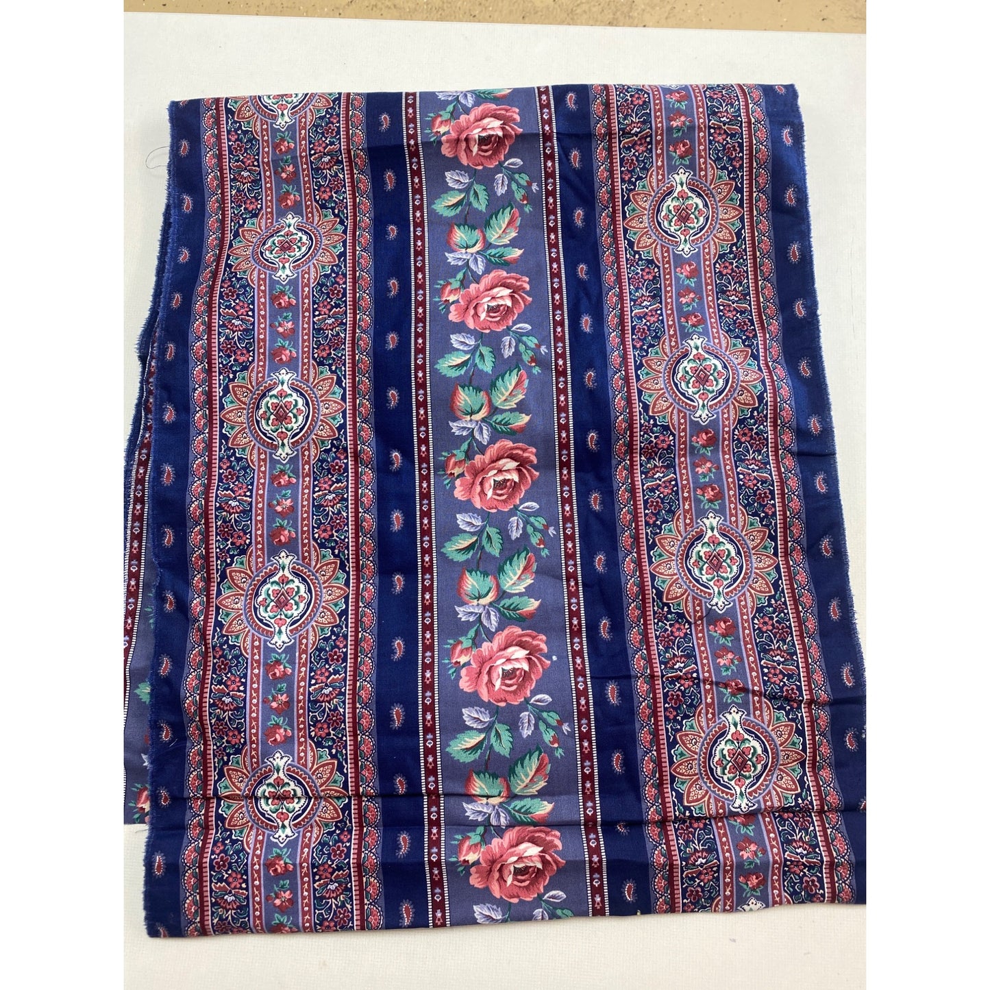 Vintage Cotton Navy Rose Quilting Strips 3 pc 72" Long x 13-15" Wide