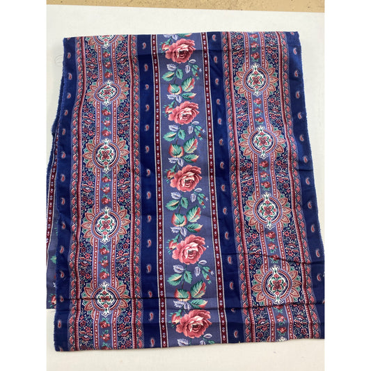 Vintage Cotton Navy Rose Quilting Strips 3 pc 72" Long x 13-15" Wide