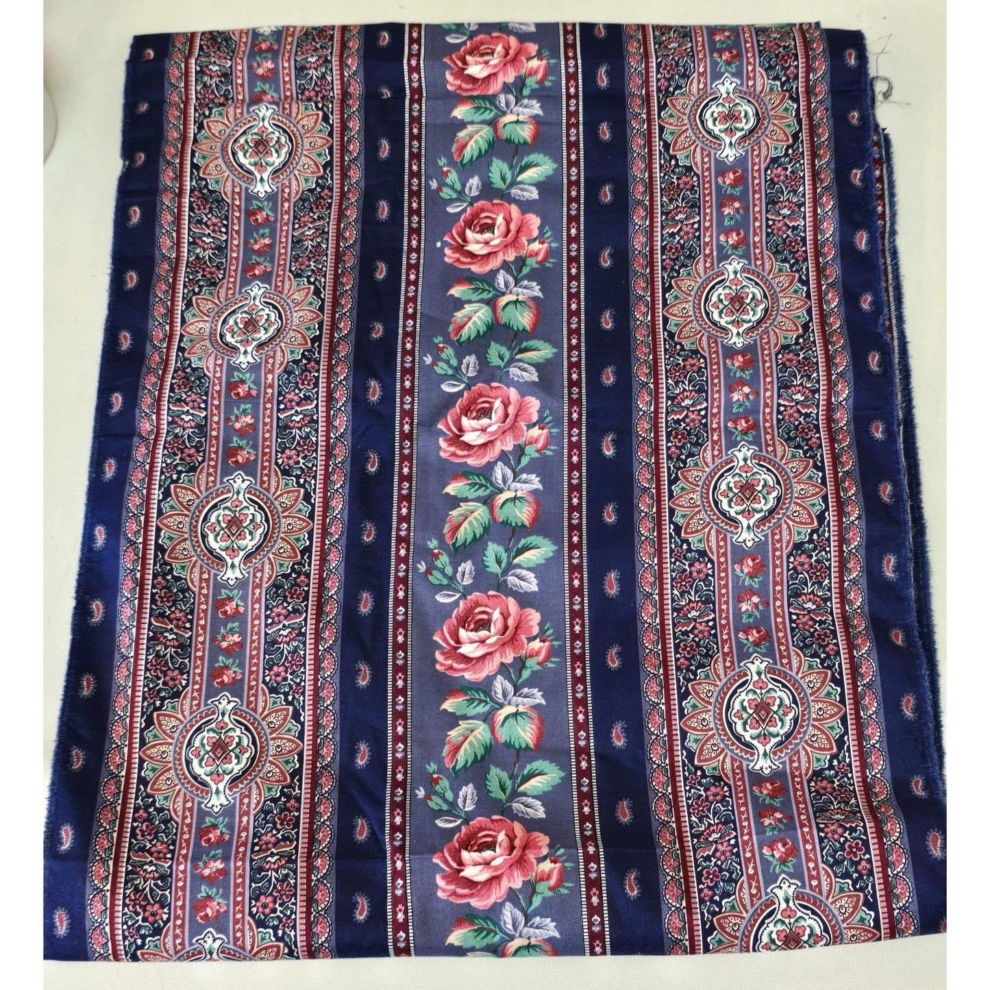 Vintage Cotton Navy Rose Quilting Strips 3 pc 72" Long x 13-15" Wide