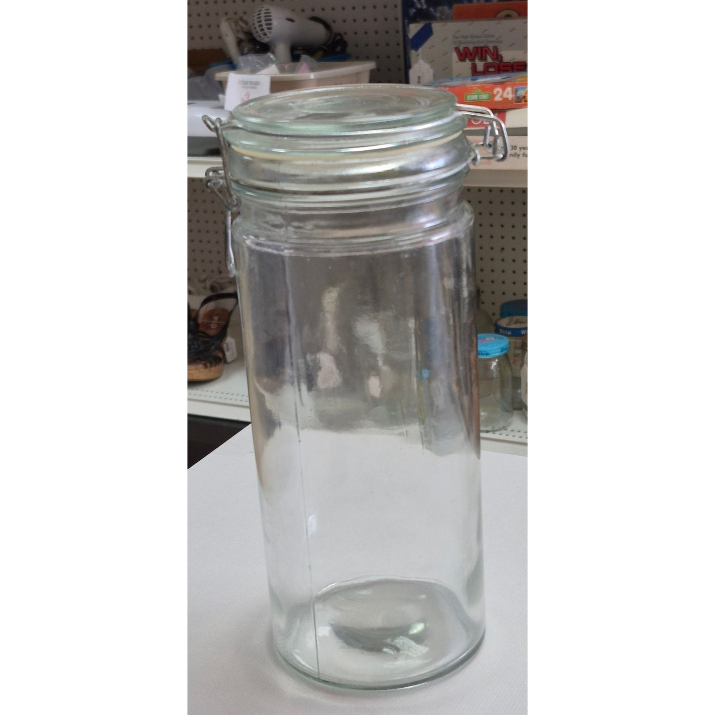 Clear Glass Airtight Storage Jar With Clamp Lid
