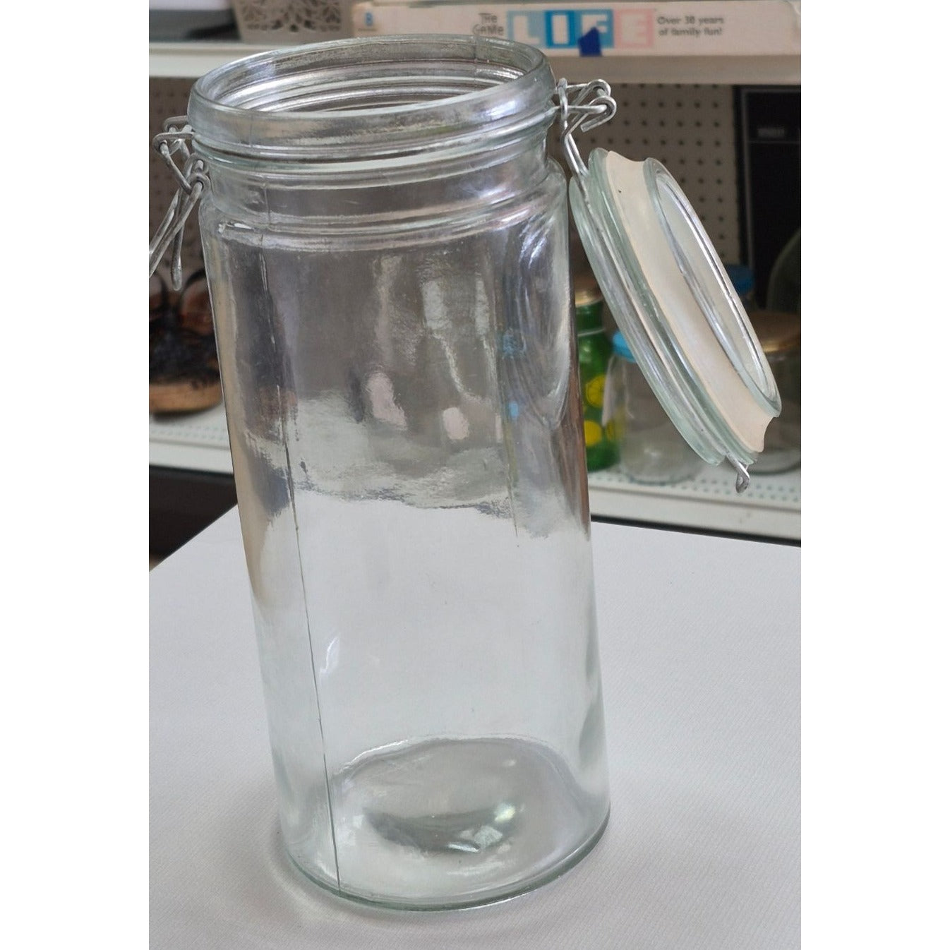 Clear Glass Airtight Storage Jar With Clamp Lid
