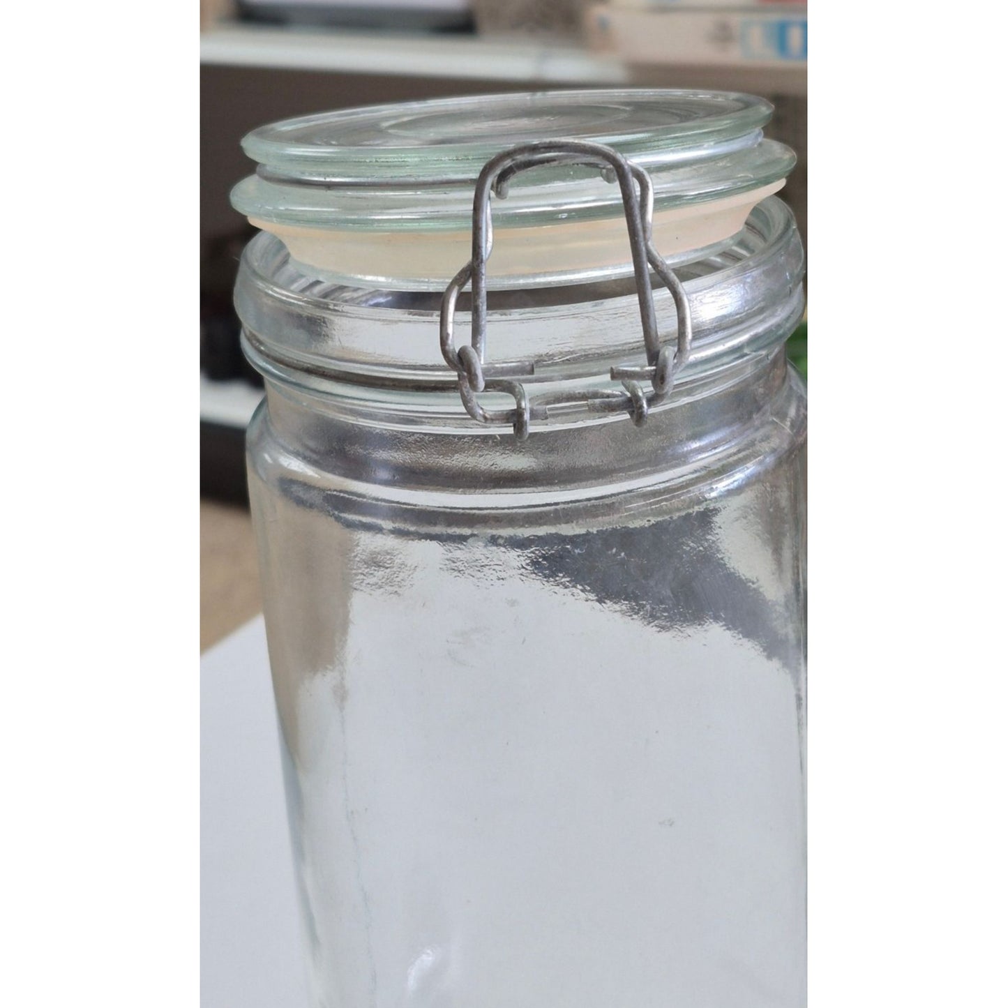 Clear Glass Airtight Storage Jar With Clamp Lid
