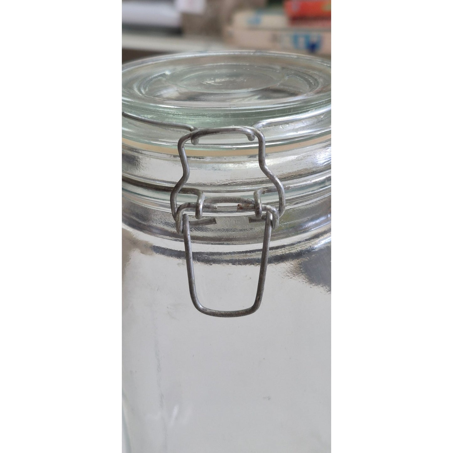 Clear Glass Airtight Storage Jar With Clamp Lid