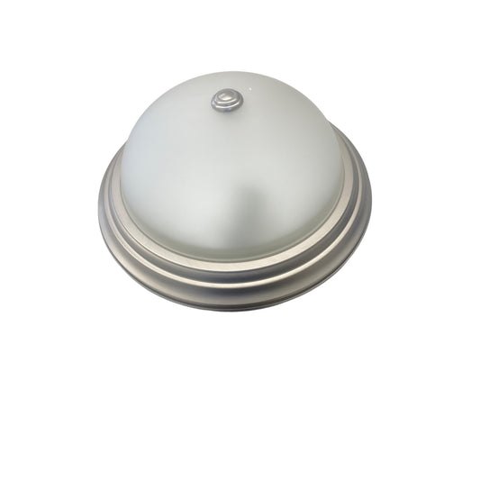 Flush Mount Ceiling Light Fixture With Brushed Nickel Finish & Frosted Glass Shade