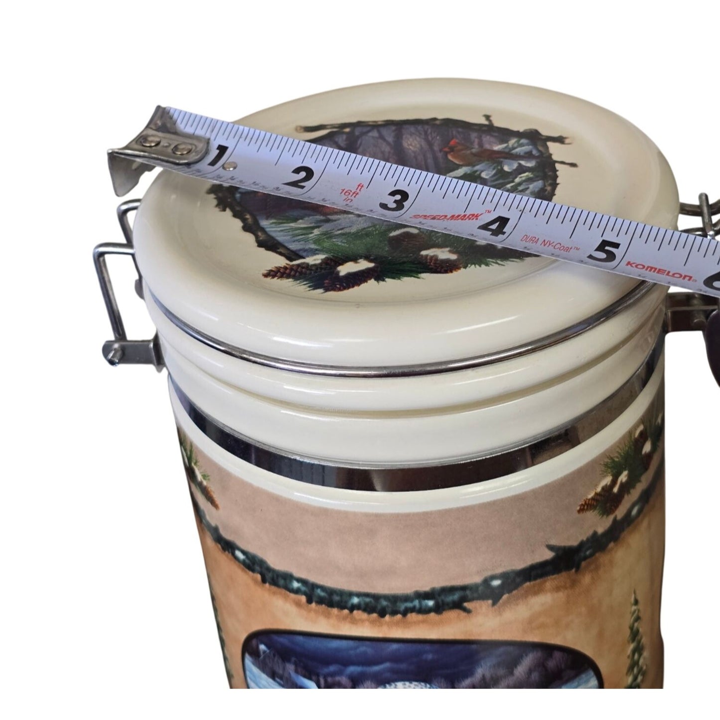 Vintage Ceramic Winter Scene Storage Canister