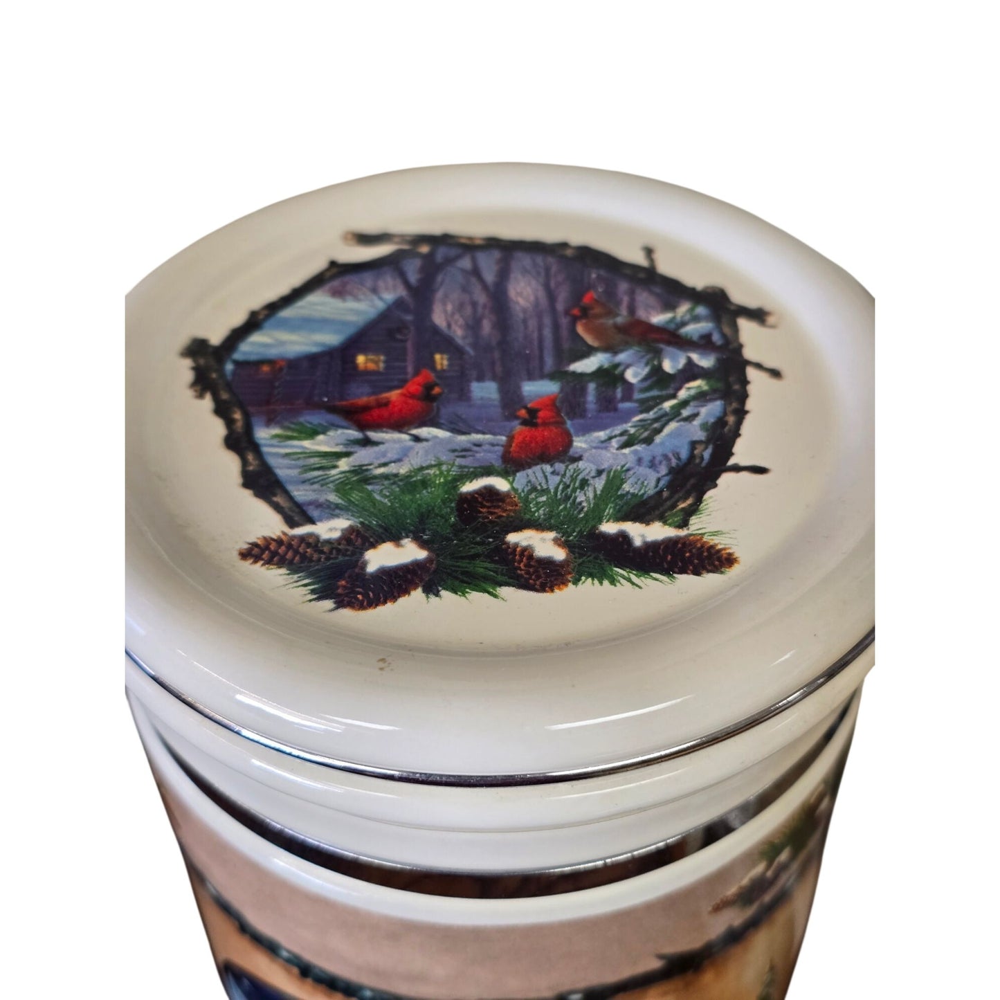 Vintage Ceramic Winter Scene Storage Canister