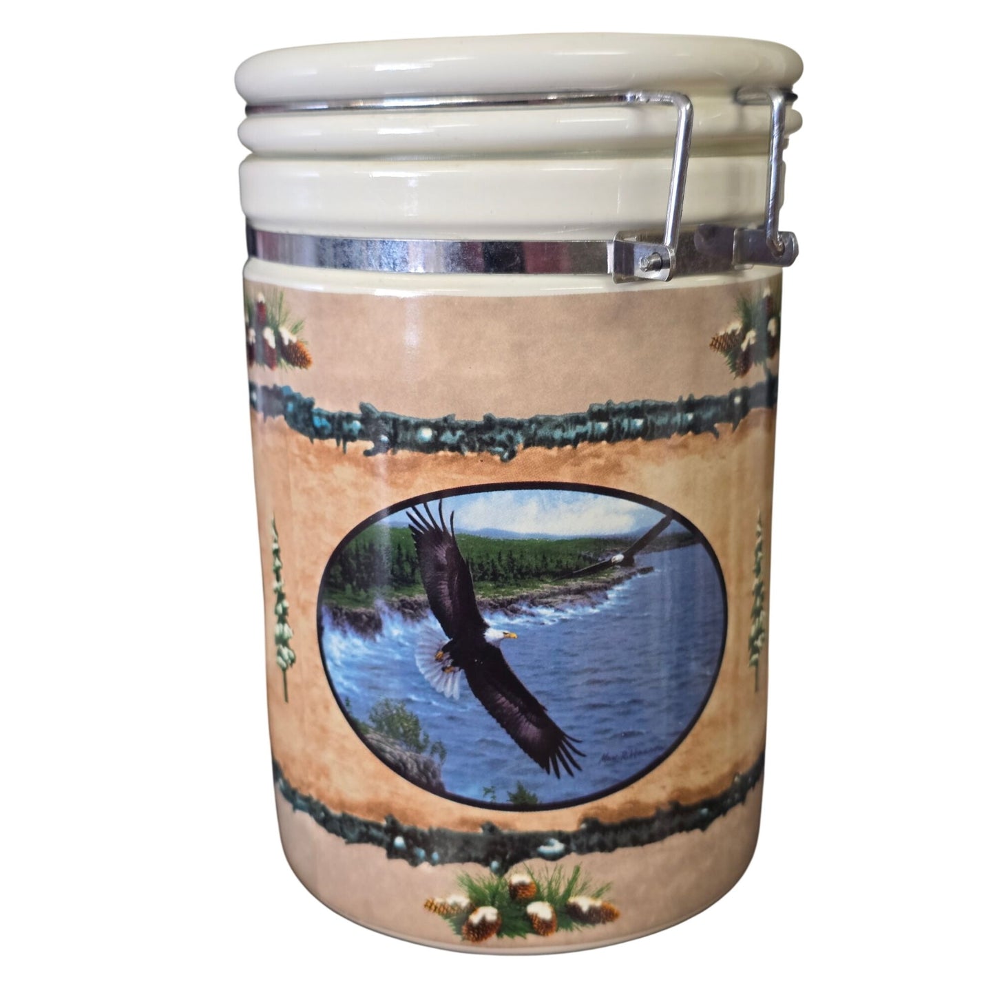 Vintage Ceramic Winter Scene Storage Canister