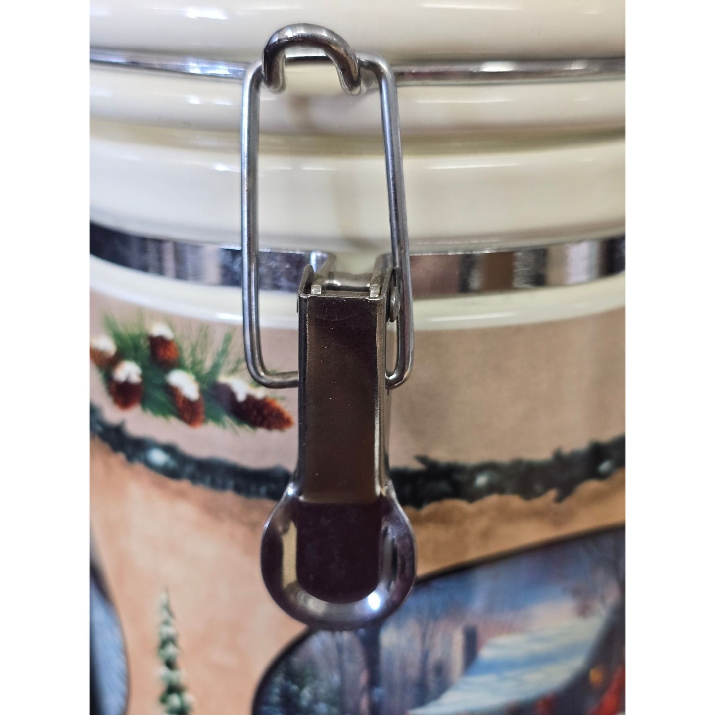 Vintage Ceramic Winter Scene Storage Canister