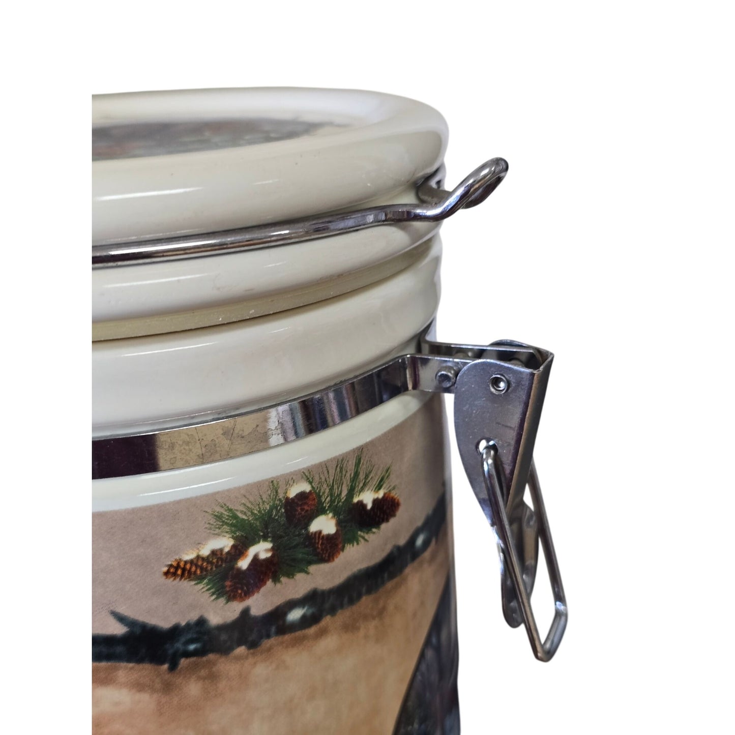 Vintage Ceramic Winter Scene Storage Canister