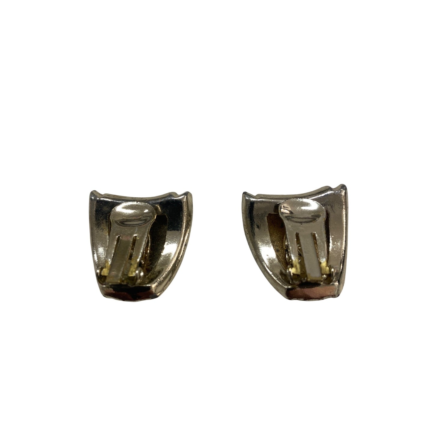 Vintage Gold-Tone & Orange Clip-On Earrings With Shiny Enamel Finish For Women