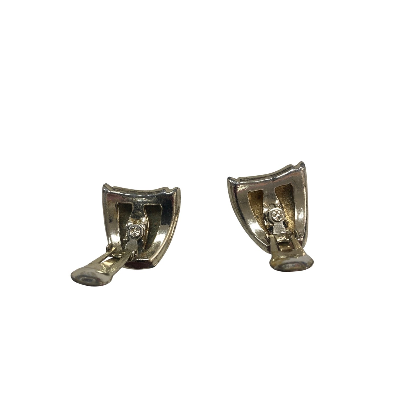 Vintage Gold-Tone & Orange Clip-On Earrings With Shiny Enamel Finish For Women