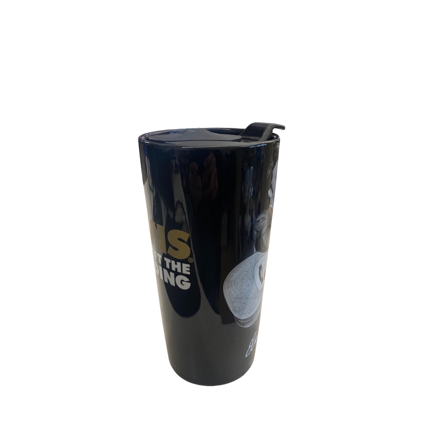 Elvis Presley Travel Mug 16 oz With Lid - "Elvis Has Left The Building" Black Ceramic