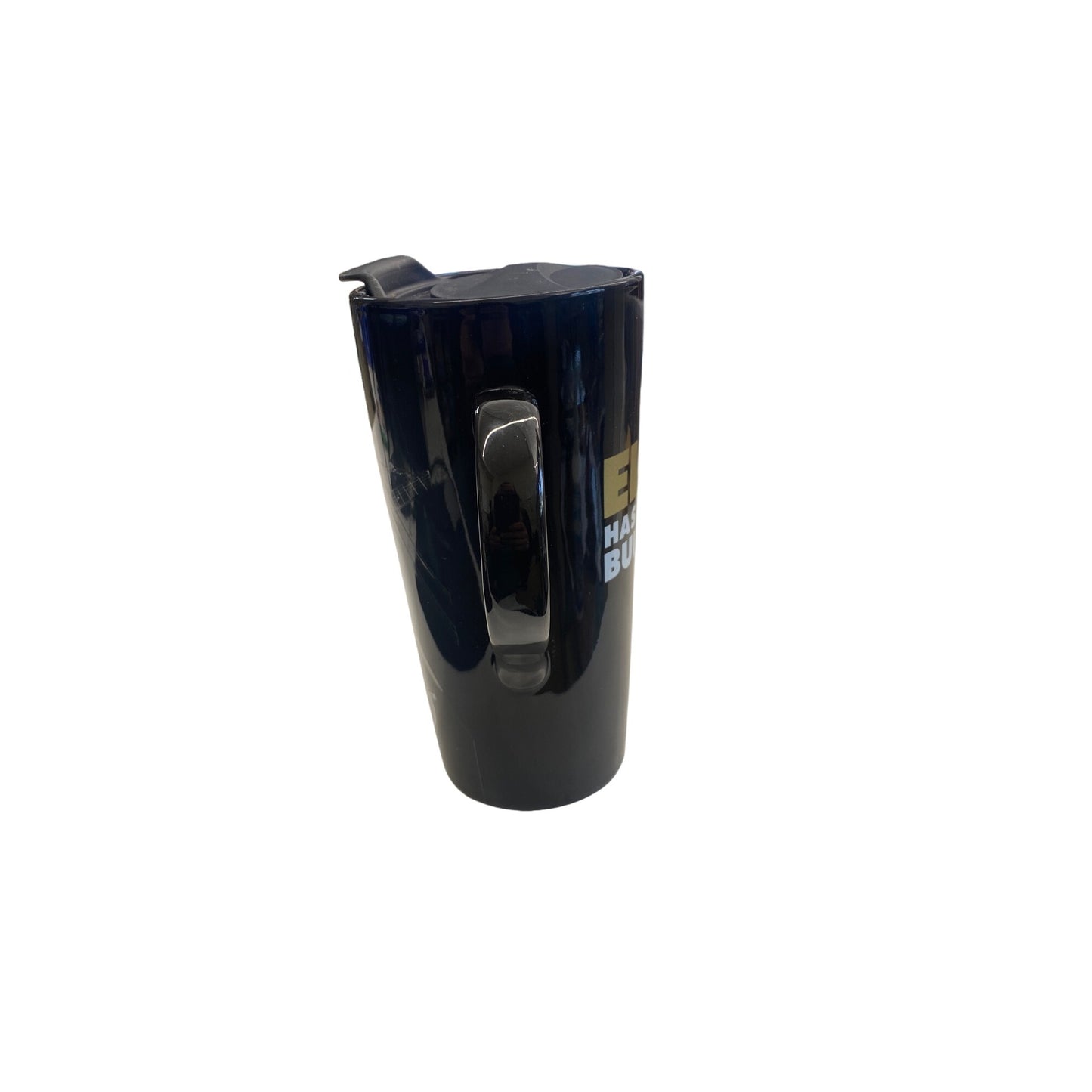 Elvis Presley Travel Mug 16 oz With Lid - "Elvis Has Left The Building" Black Ceramic