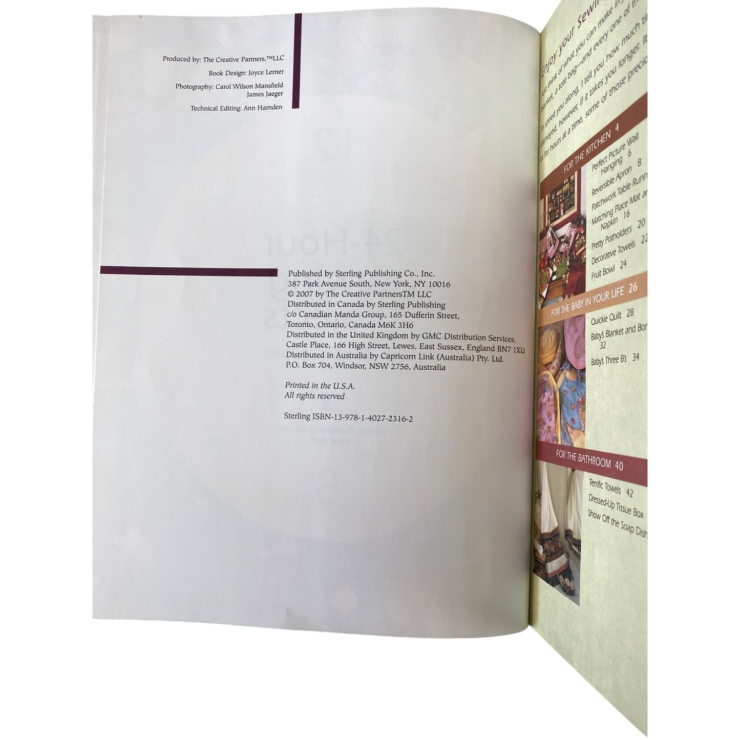 24-Hour Sewing Projects By Linda Causee Hardcover Book