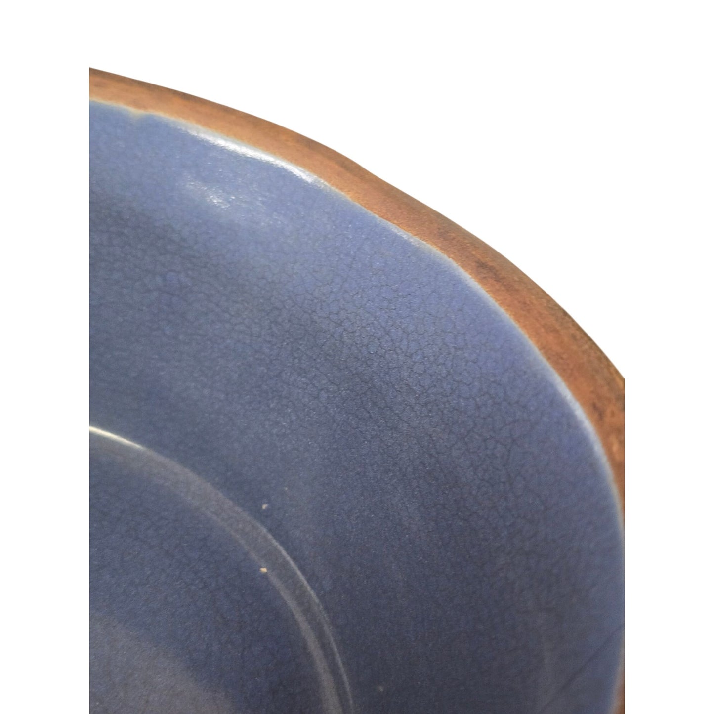 Vintage Blue Stoneware Covered Casserole / Bean Pot Embossed Chain MCM Ovenware