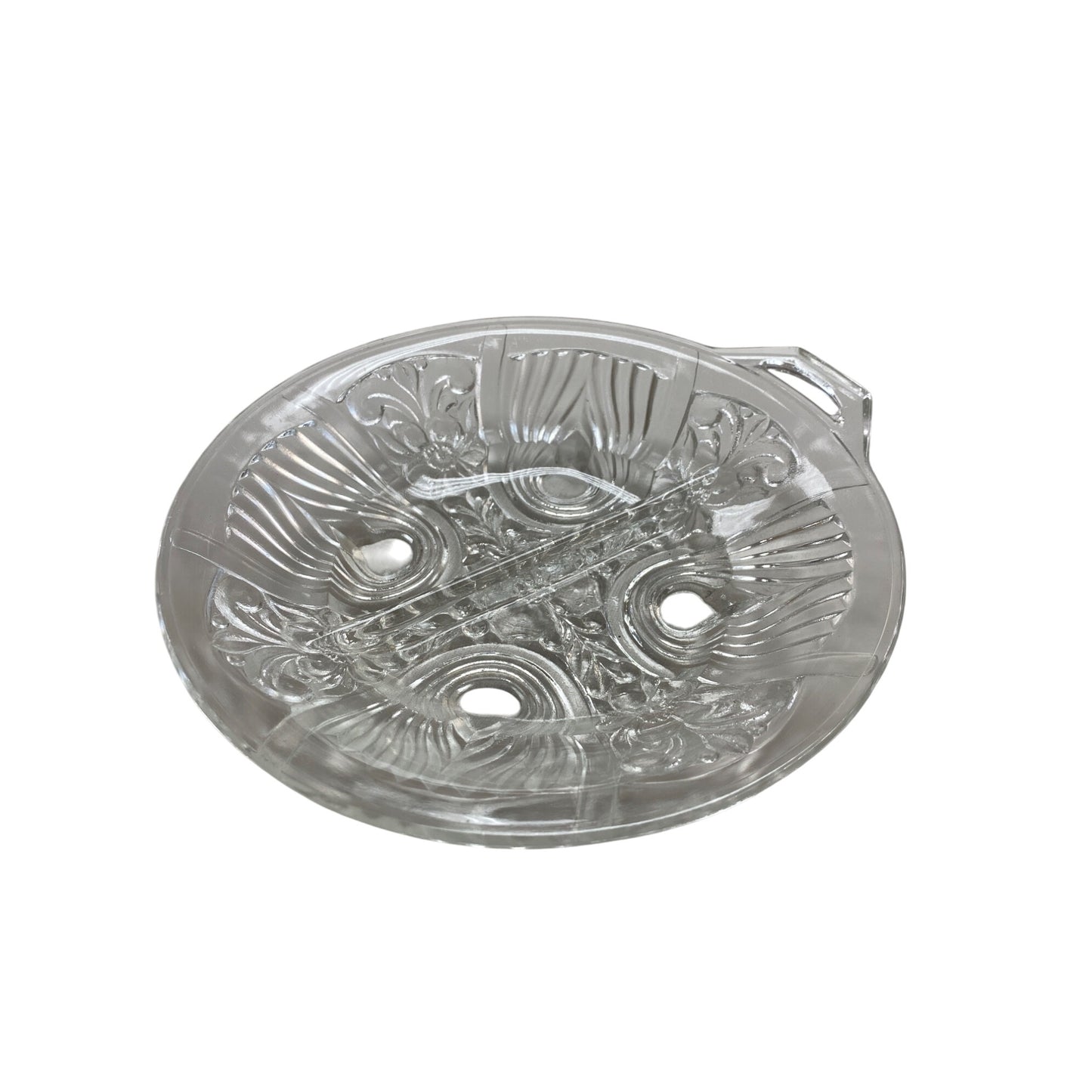 Vintage Clear Pressed Glass Divided Relish Dish