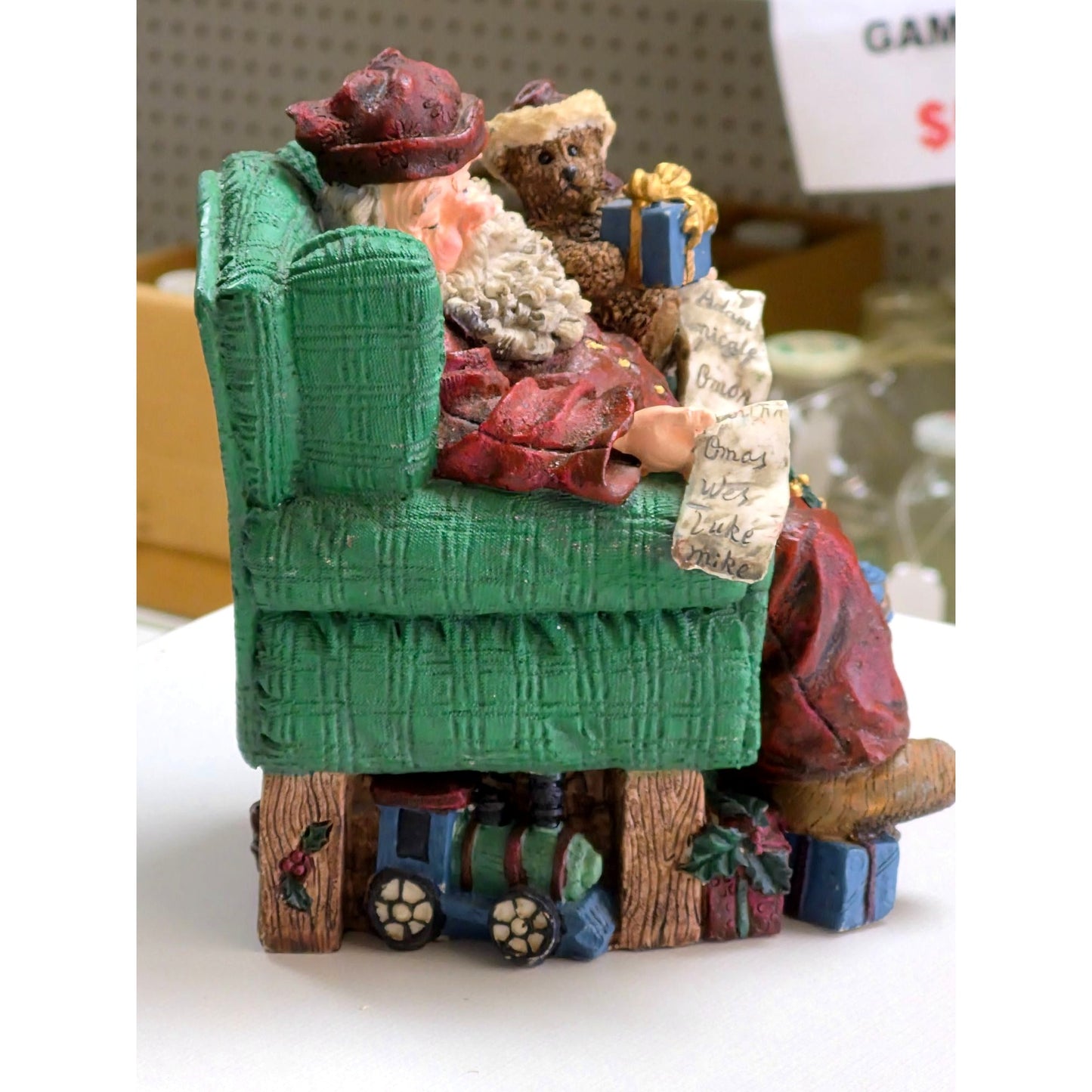 Santa Claus Figurine Teddy Bear Christmas List 1994