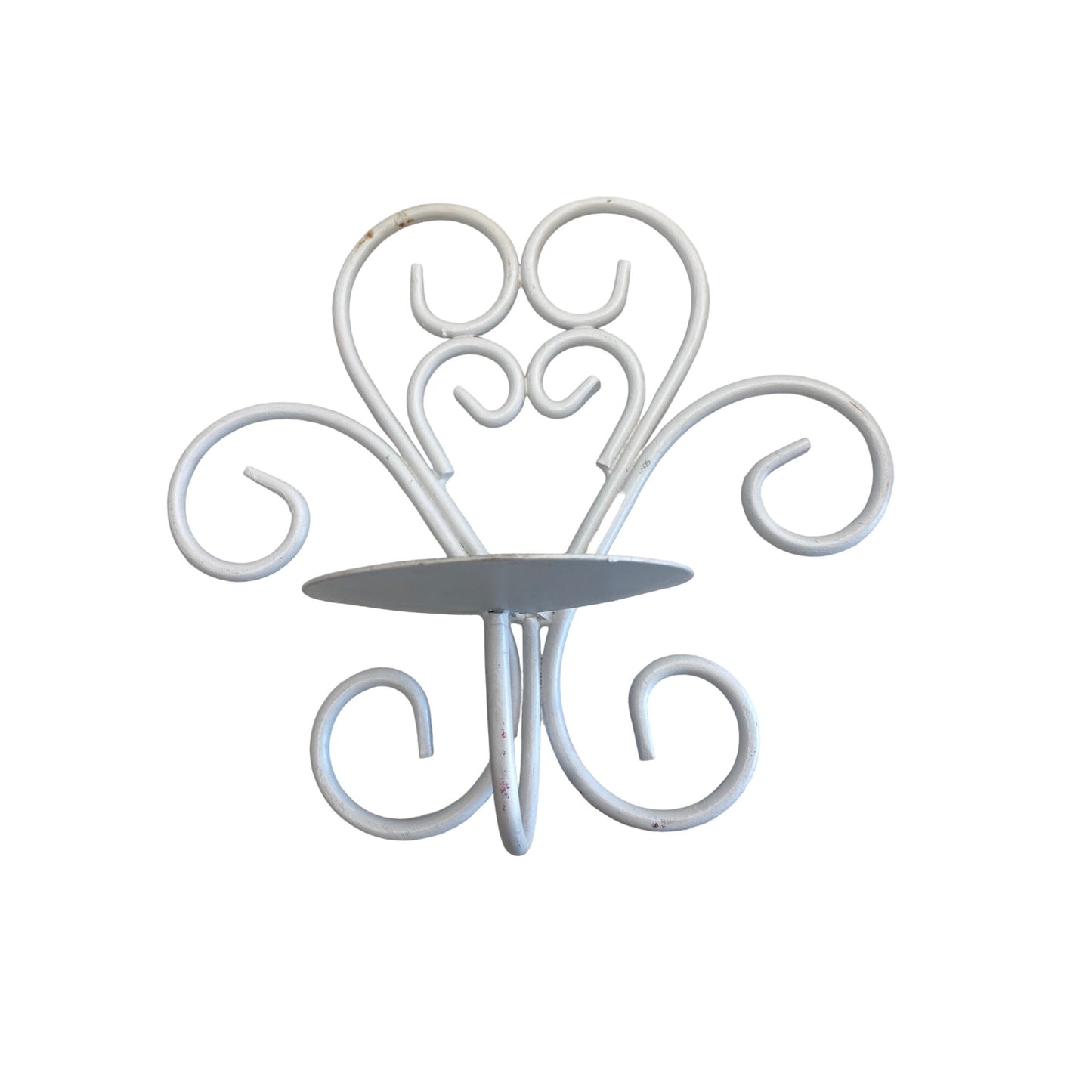 Decorative White Wrought Iron Candle Holder