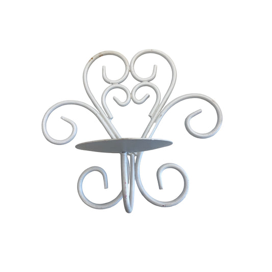 Decorative White Wrought Iron Candle Holder