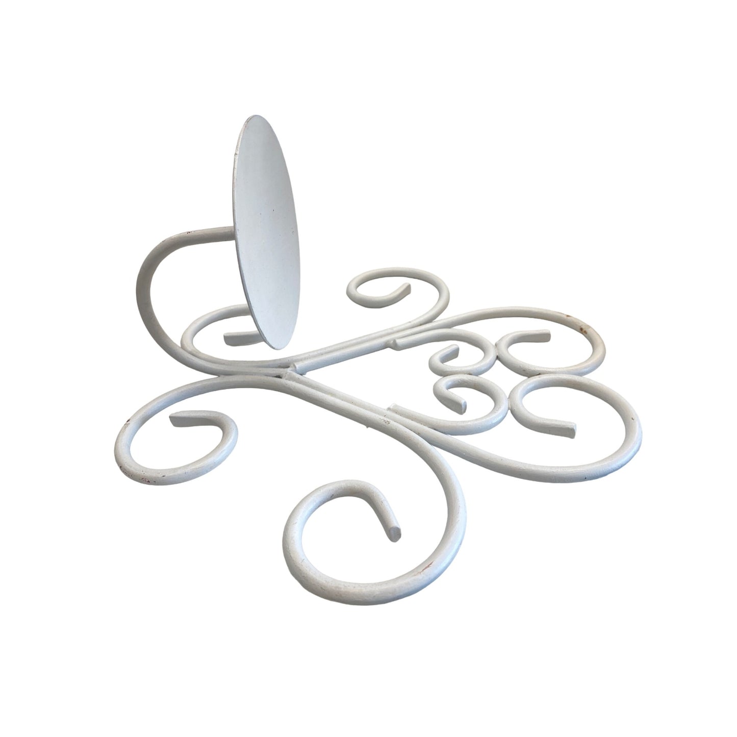 Decorative White Wrought Iron Candle Holder