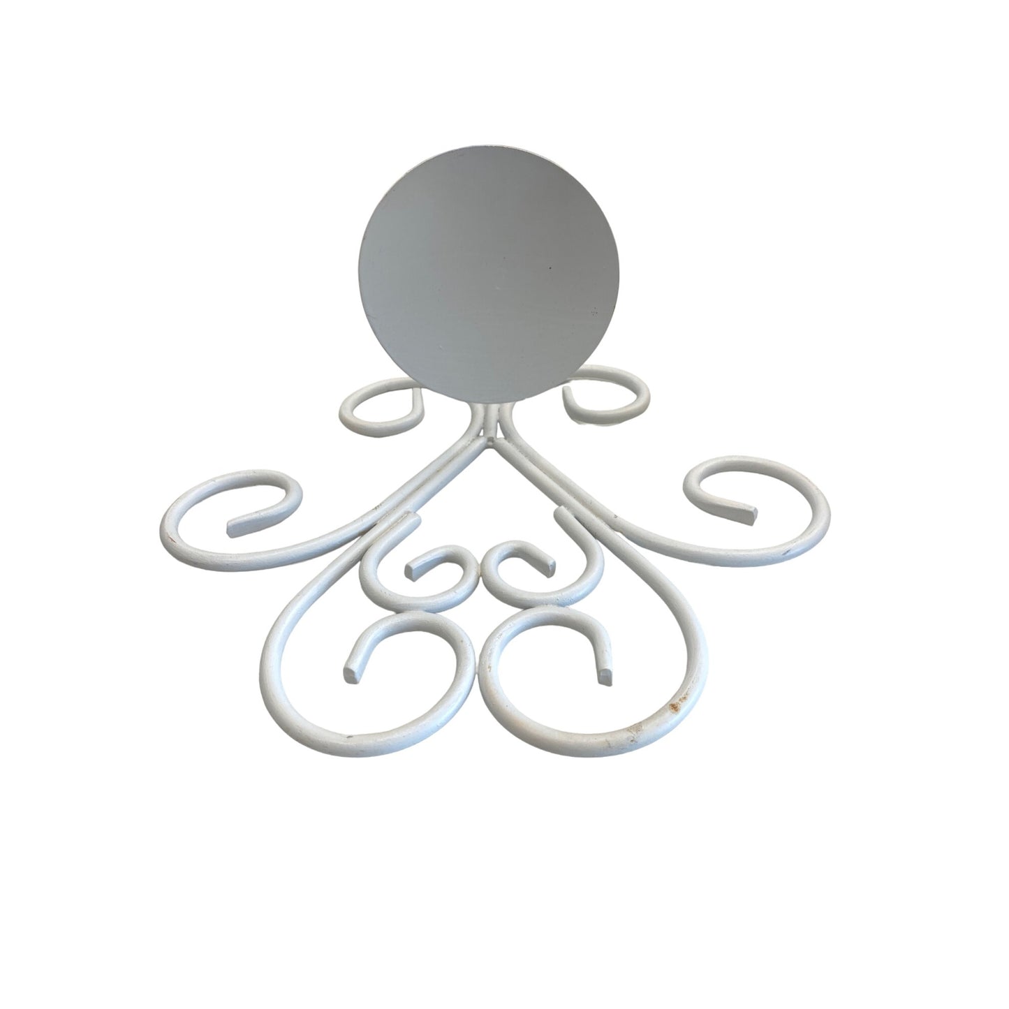 Decorative White Wrought Iron Candle Holder
