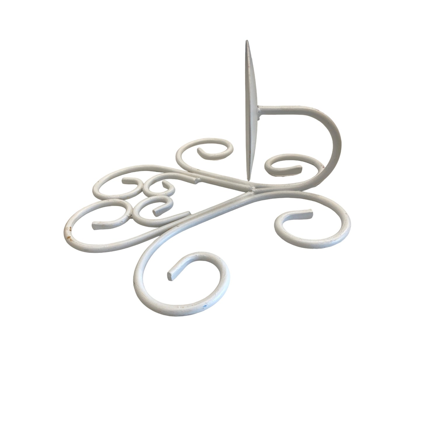 Decorative White Wrought Iron Candle Holder