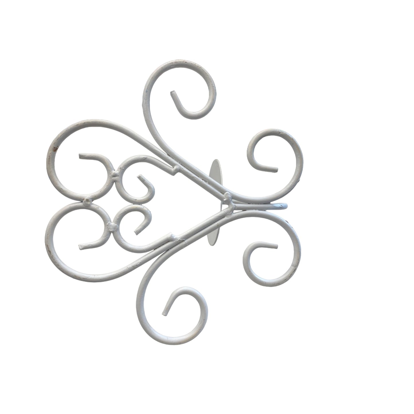 Decorative White Wrought Iron Candle Holder