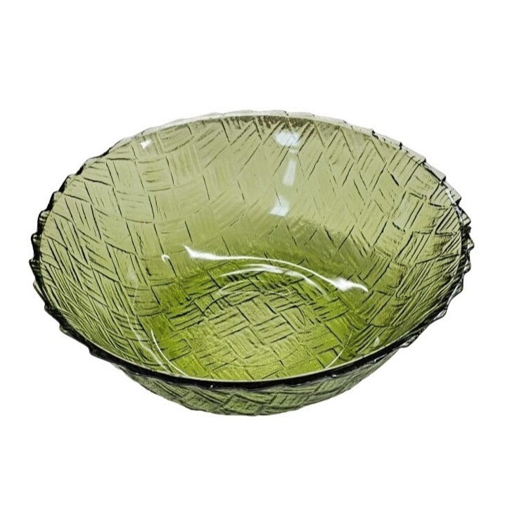 Vintage Green Textured Glass Bowl