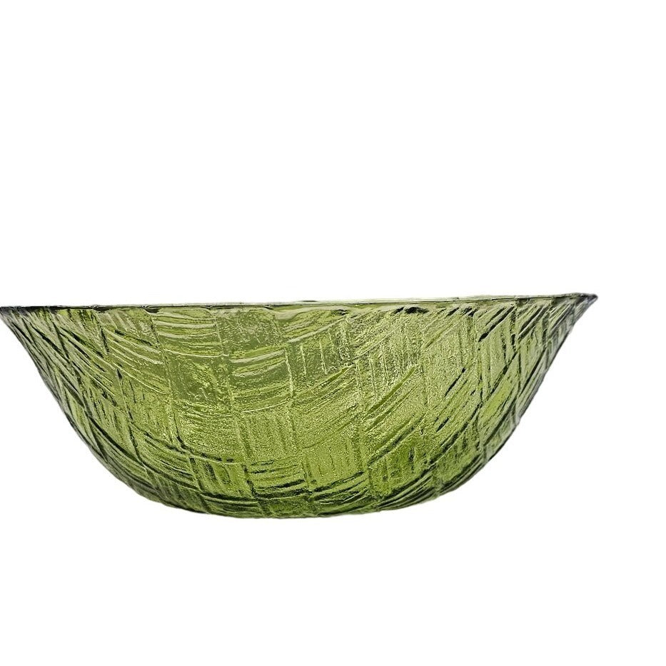 Vintage Green Textured Glass Bowl