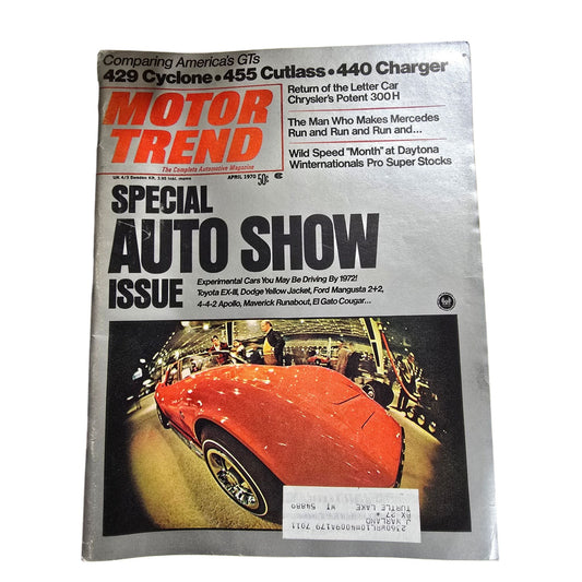 Vintage Motor Trend April 1970 CollectorS Automotive Magazine With Muscle Car Ads