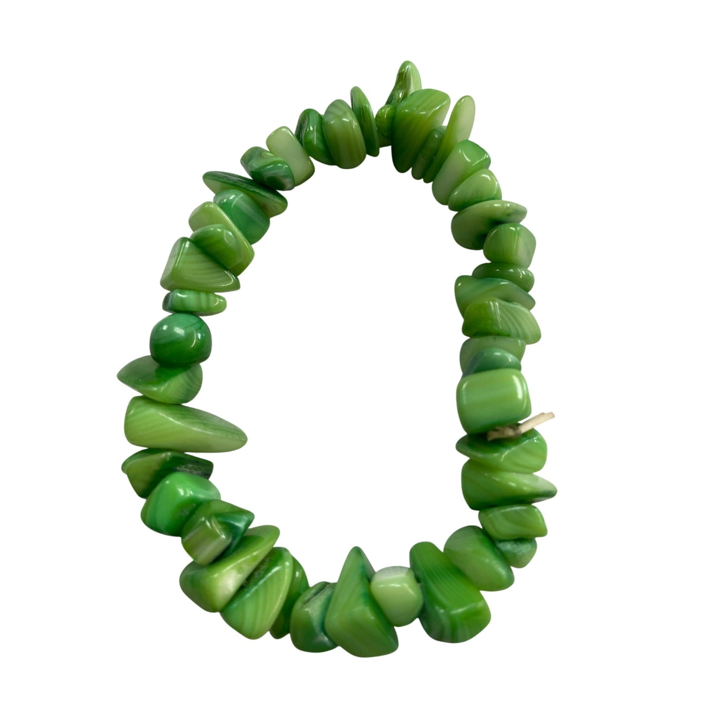 Green & White Marbled Stone Bead Stretch Bracelet For Women