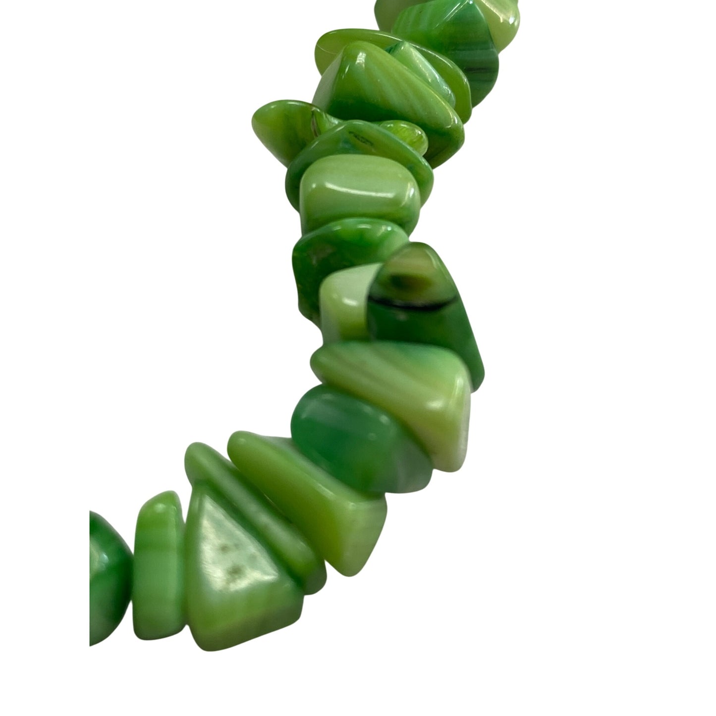 Green & White Marbled Stone Bead Stretch Bracelet For Women