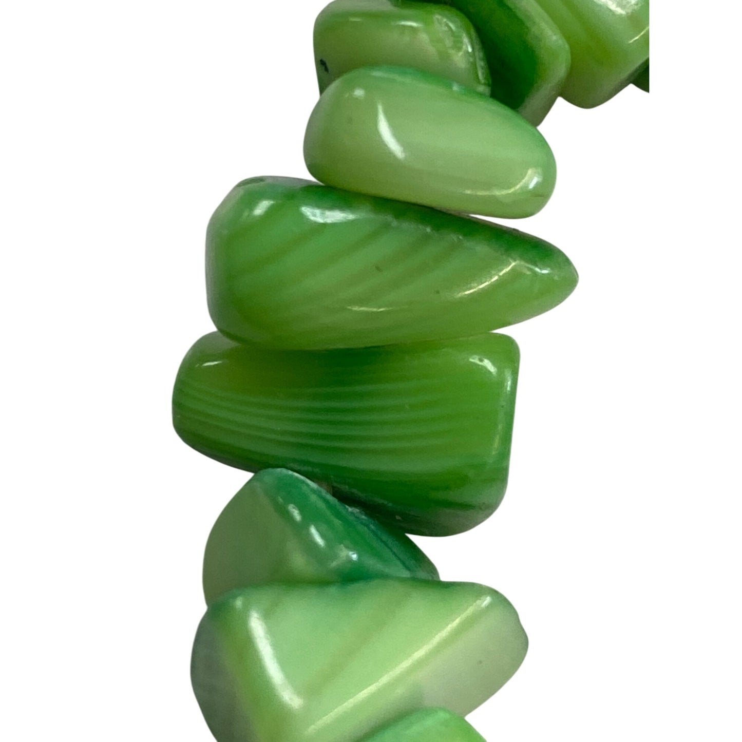 Green & White Marbled Stone Bead Stretch Bracelet For Women