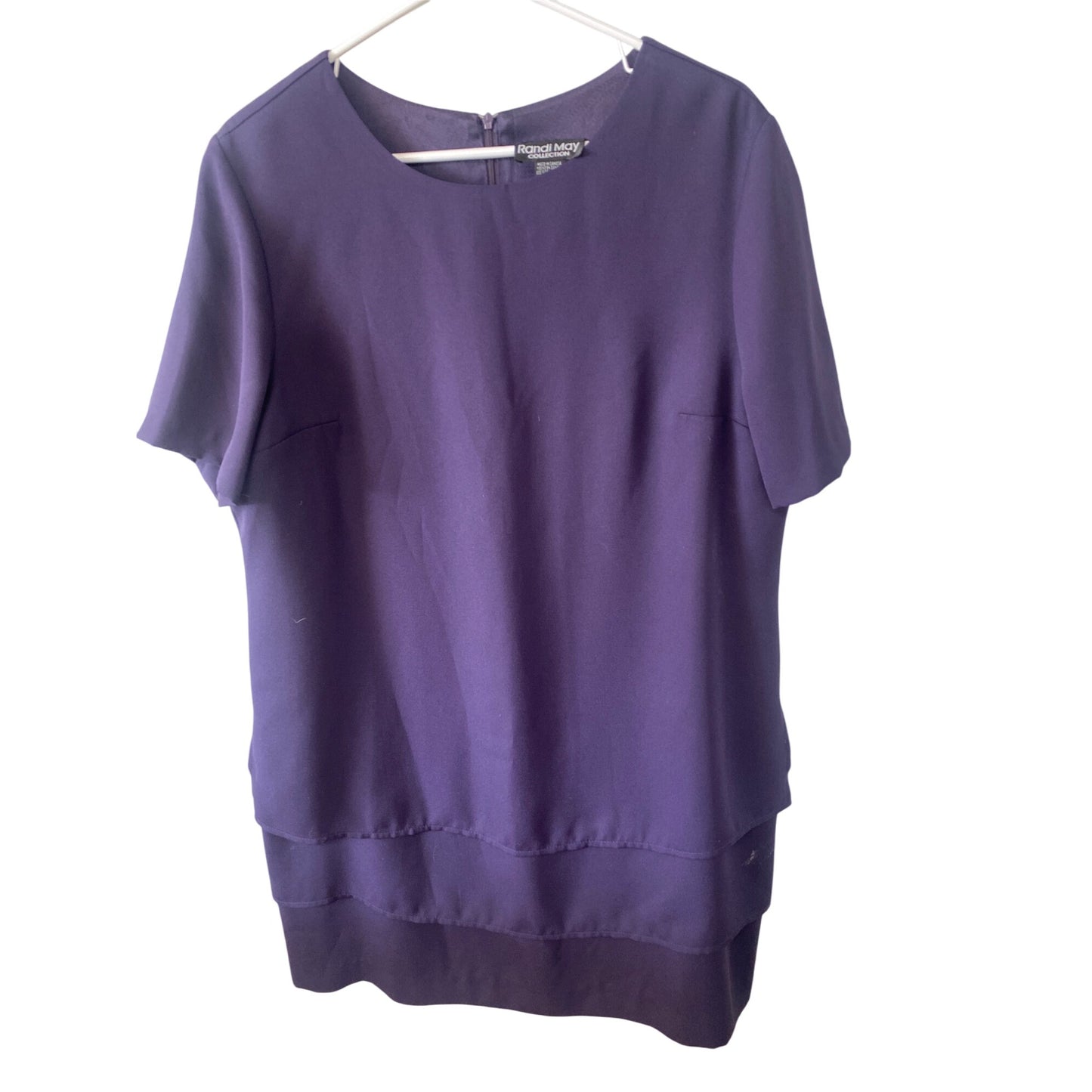 Randi May Collection Womens Purple Short Sleeve Layered Dress Size 16WP Polyester/Spandex