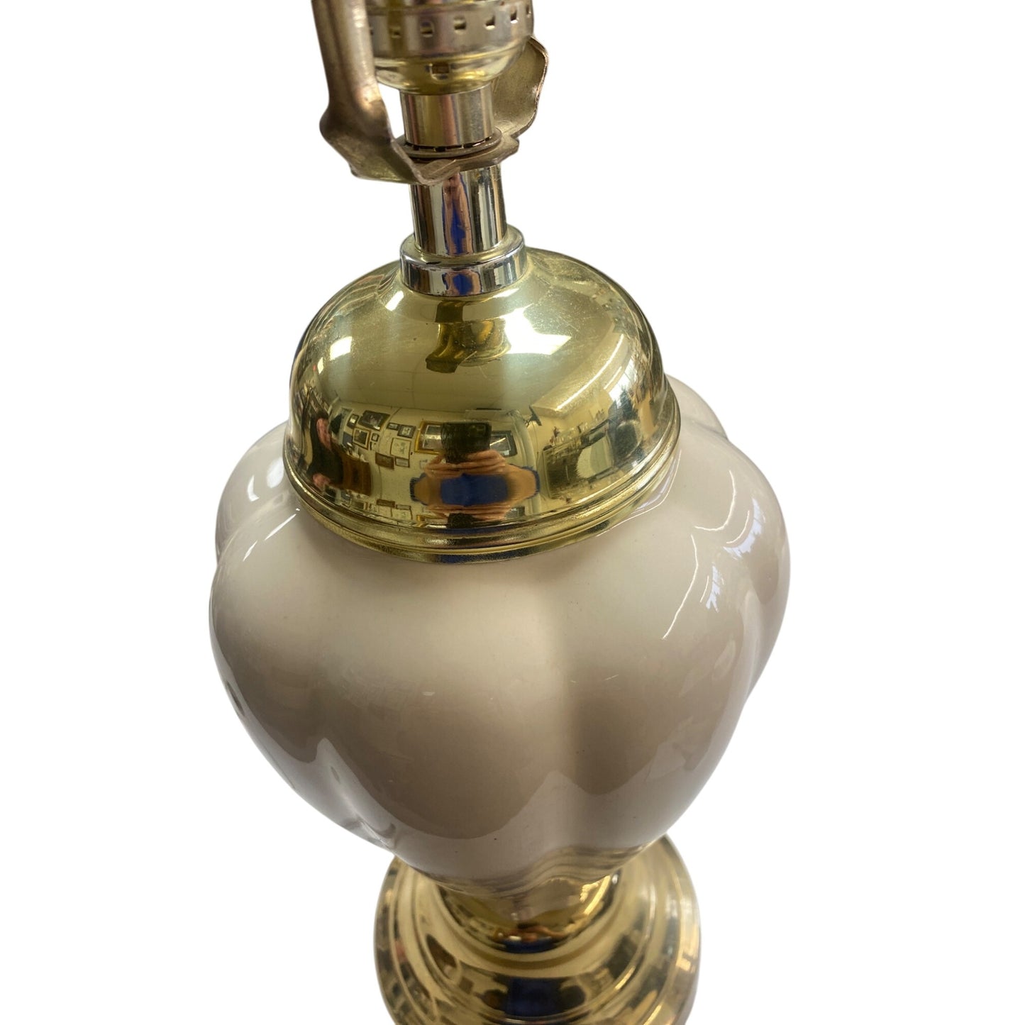 Vintage Brass & Ceramic Table Lamp With 3-Way Socket