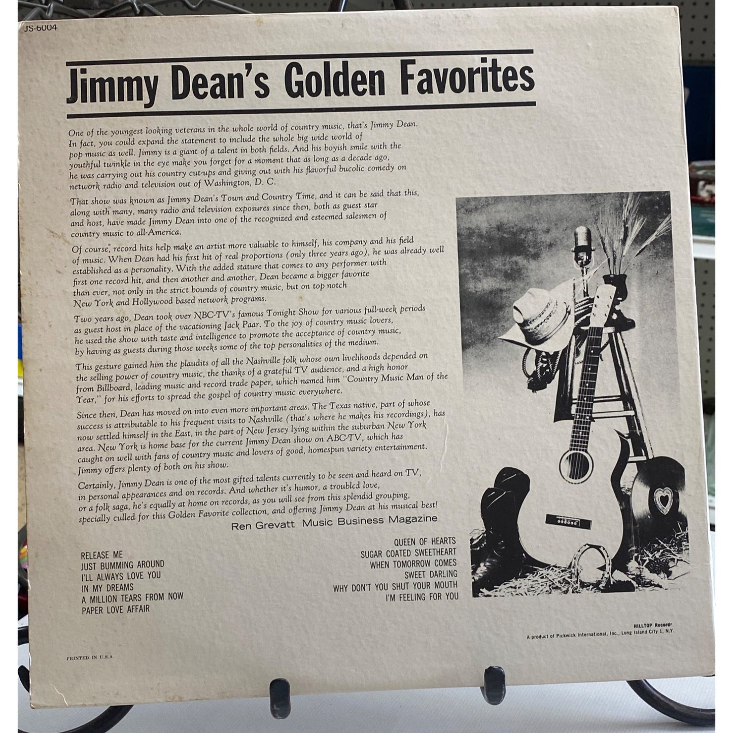 Jimmy Deans Golden Favorites JM-6004 Vinyl LP Album