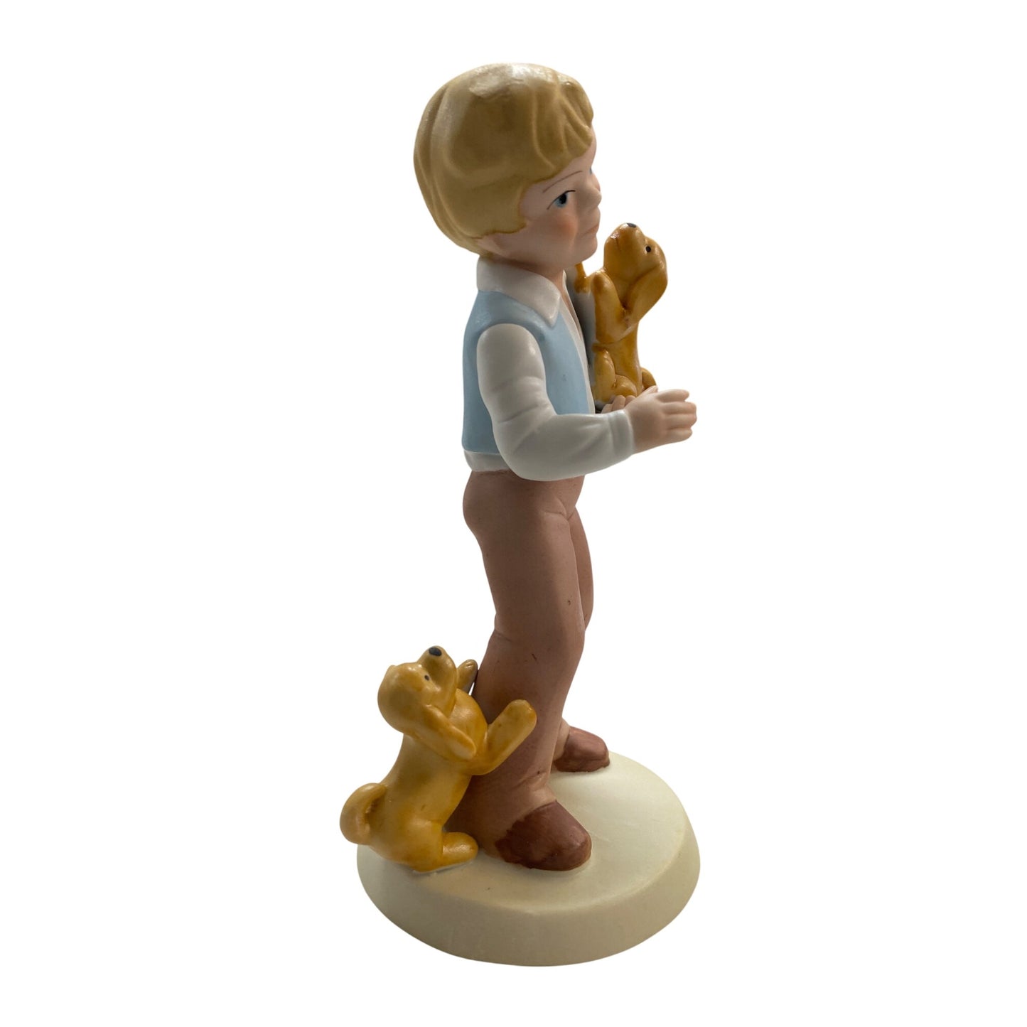 Vintage Avon Figurine Boy With Puppies "Best Friends" Limited Edition