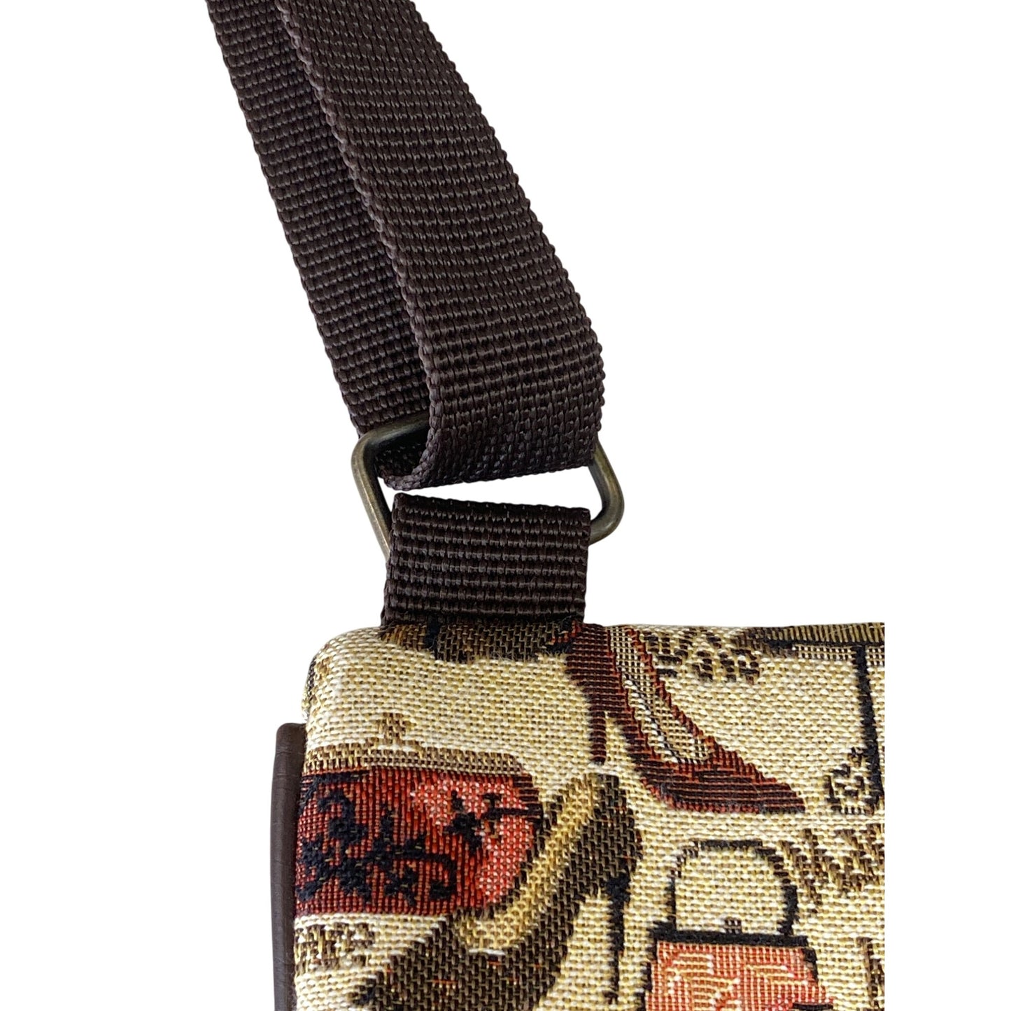Vintage-Inspired Womens Crossbody Bag With Fashion Print Multiple Zipper Pockets & Adjustable Strap