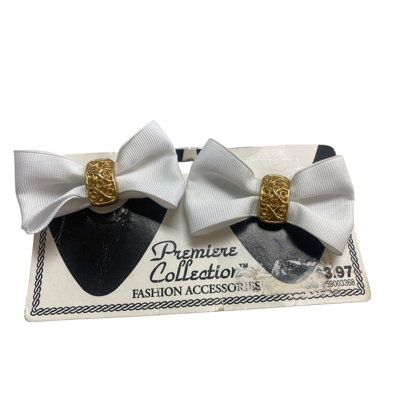 Vintage White Bow Shoe Clips